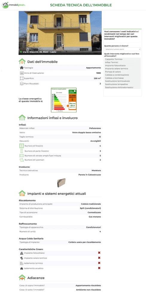 Scheda tecnica dell'immobile - QIM