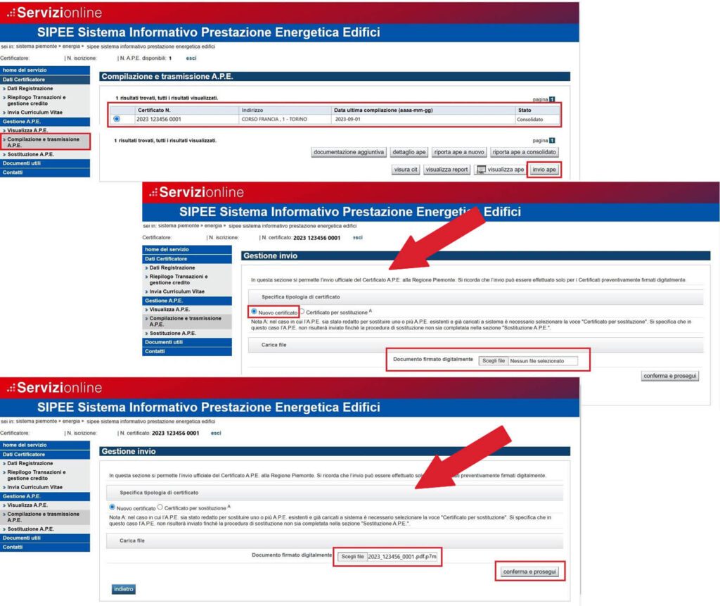 27a-Caricamento-APE-invio-APE | Apefacile.it News e Info Dettaglio della procedura di sostituzione file p7m del Certificato APE nel SIPEE