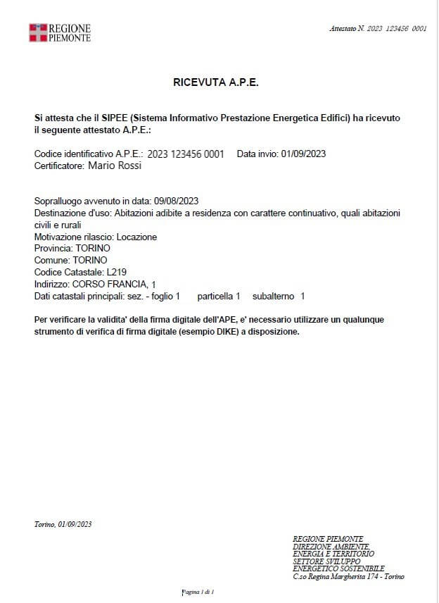 28-Ricevuta-APE | Apefacile.it News e Info Esempio ricevuta certificato APE inviato in SIPEE