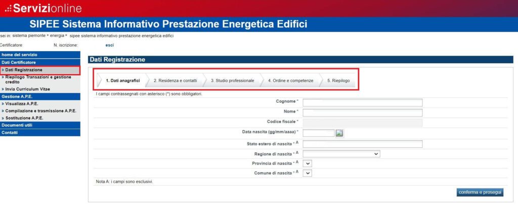 4-Homepage-SIPEE-compilazione-dati | Apefacile.it News e Info Registrazione Tecnico in SIPEE