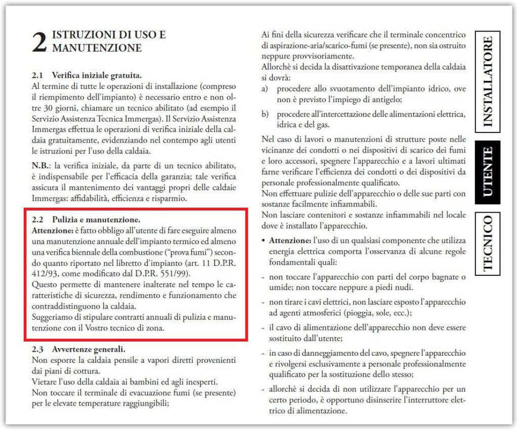 Istruzioni d'uso e manutenzione impianto termico | Apefacile.it News e Info Istruzioni d'uso e manutenzione impianto termico