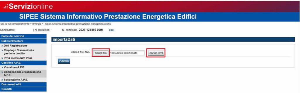 scelta xml ape sipee | Apefacile.it News e Info Scelta del file .xml dell'APE da caricare nel sistema SIPEE Piemonte