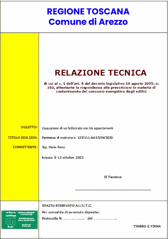 Esempio di Relazione Tecnica ex Legge 10 per la Toscana