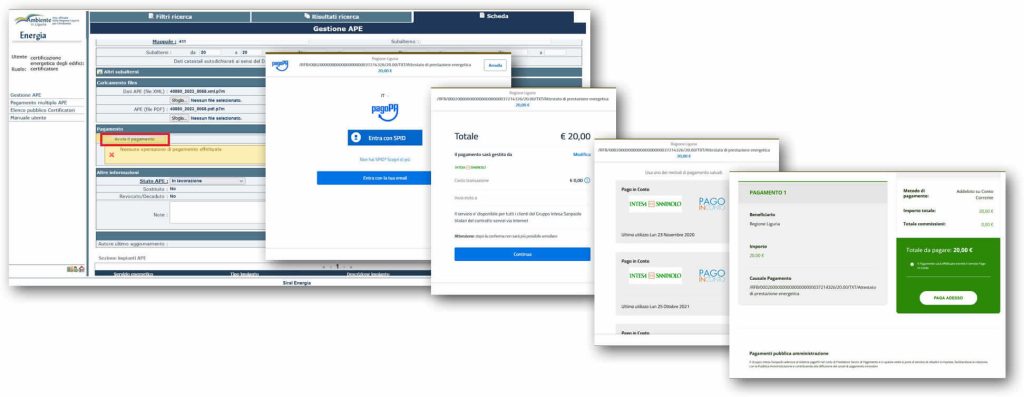 SIAPEL - Procedura di pagamento dell'onere regionale per nuovo Certificato APE