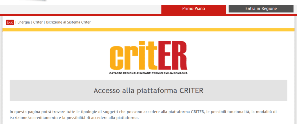 CRITER - Home page del sito