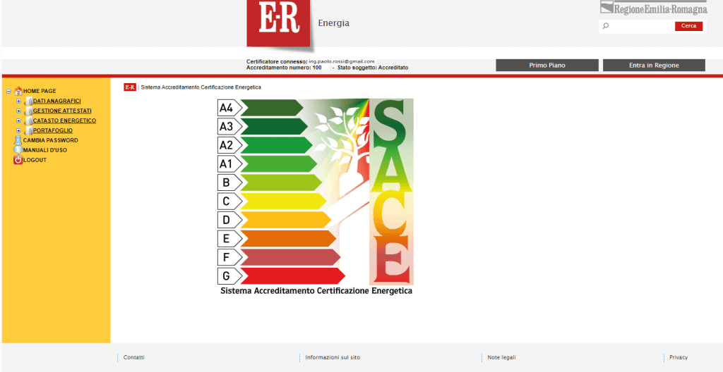 SACE - Area personale Certificatore