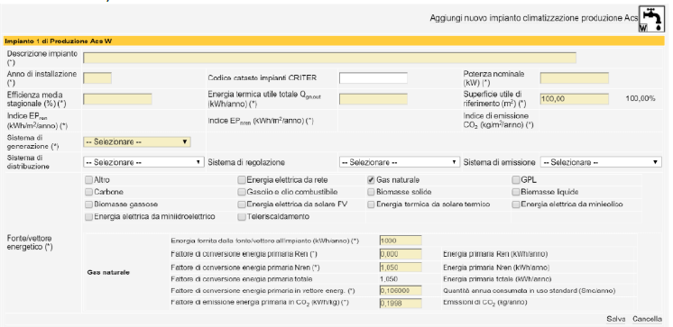 SACE - Invio nuovo attestato - Dettaglio ACS