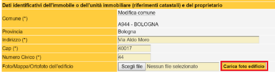 SACE - Invio nuovo attestato - Inserimento foto edificio