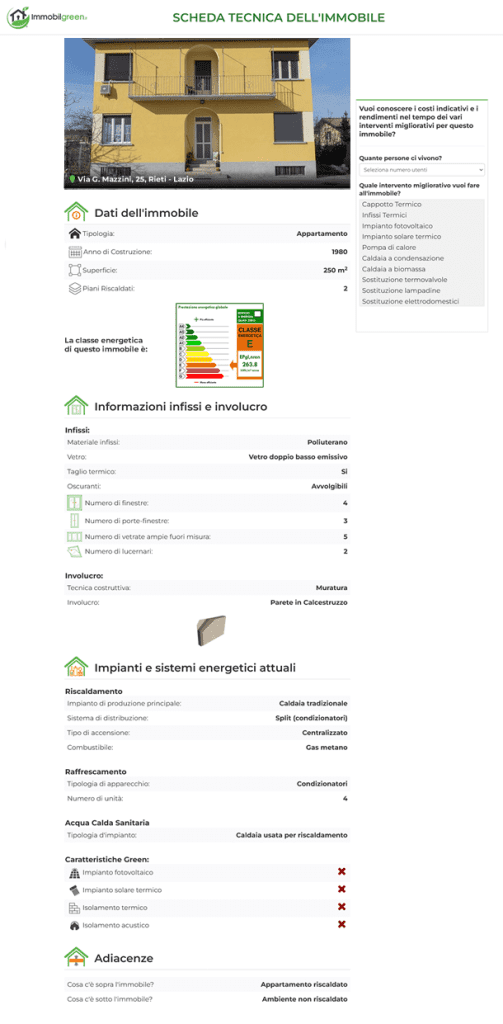Quaderno Verde - Scheda Tecnica immobile