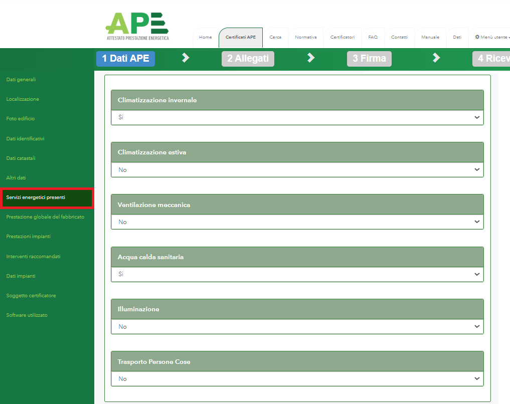 Portale APE - Regione Umbria - Servizi Energetici