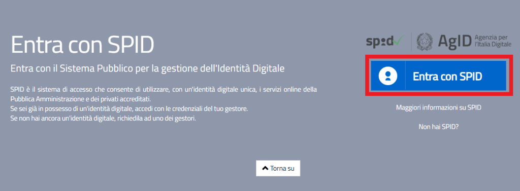 Portale APE - Regione Umbria - Accesso SPID