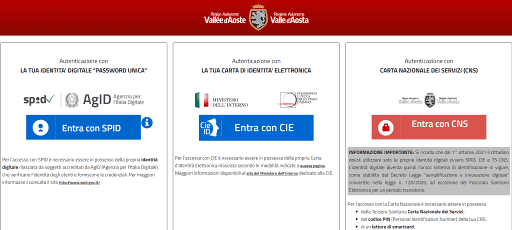 Beauclimat Valle D'Aosta - Accesso con SPID