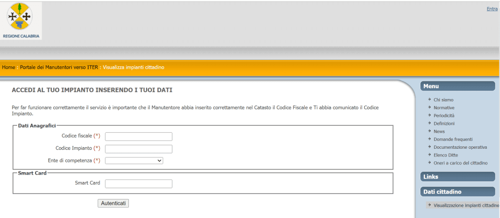 Portale Catasto Energetico Regionale della Calabria