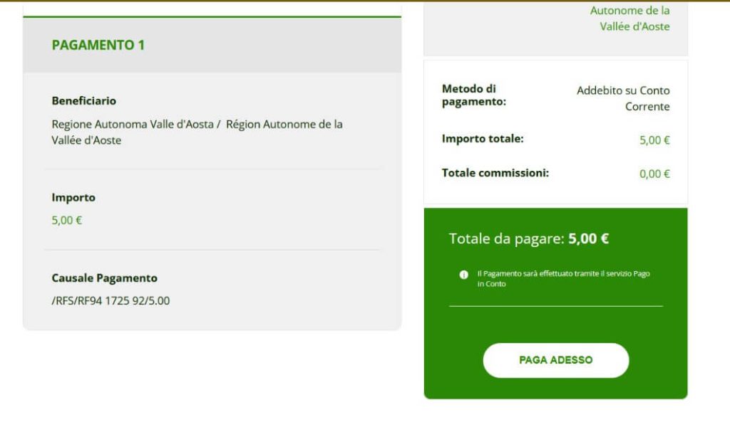 Beauclimat Valle D'Aosta - Pagamento oneri regionali