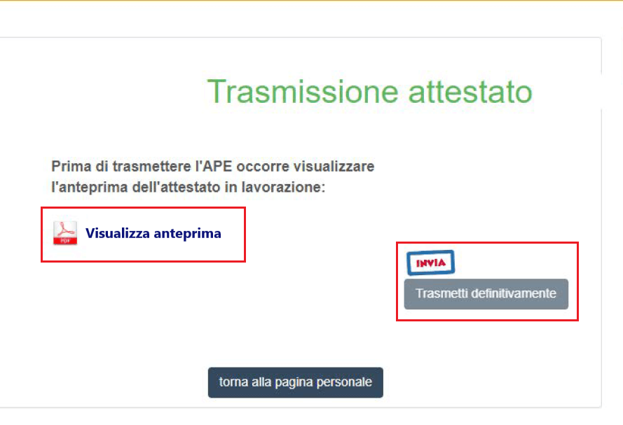 Sistema Informatico APE Molise - Trasmetti Certificato APE