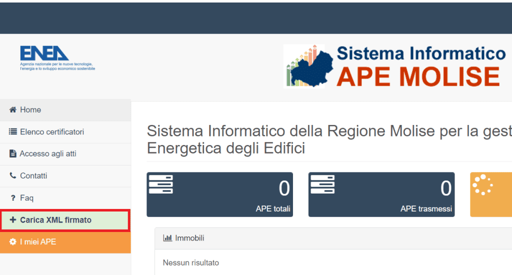 Sistema Informatico APE Molise - Carica XML