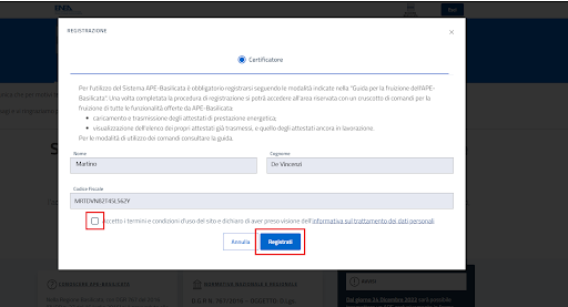 APE Basilicata - Registrati
