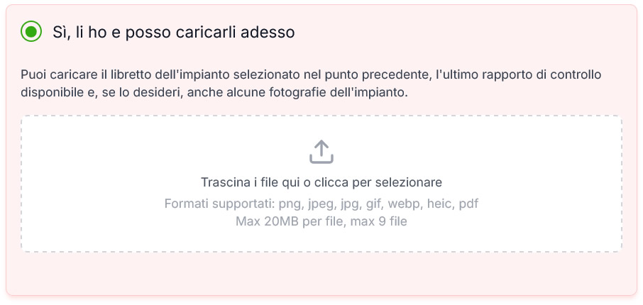 Carica Libretto e Rapporto di Controllo Impianto
